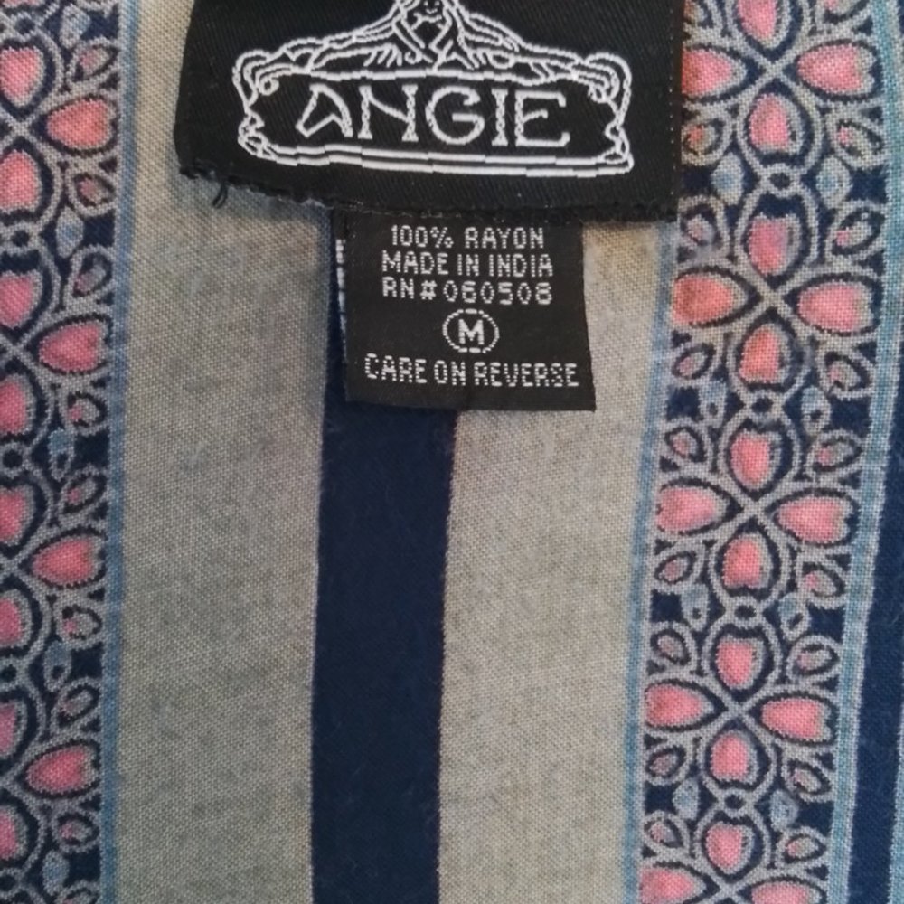 Angie Boho Floral Kimono Open Front Navy Blue & Pink size M - Picture 6 of 6